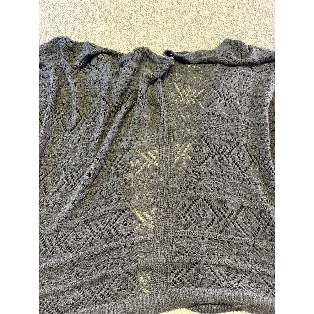 Becool Crochet Knit Cardigan Sweater Womens M/L Black Open Front Relaxed Fit - Picture 15 of 16